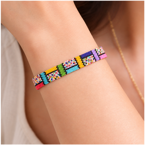 Colourful Beaded <b>Bracelet</b> For Daily Wear Party & Gifting <b>Adjustable</b> Custom Multi Handwoven Wristband Handcrafted Fashion Jewelry - Product Image 1