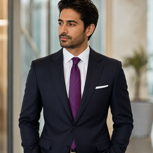 Corbata de poliéster con estampado de vino retro para hombre |   Corbata de Diseño de Lujo |   Corbata Elegante para Boda, Fiesta, Negocios, Formal, Premium, Moda, Color Vino - Product Image 1