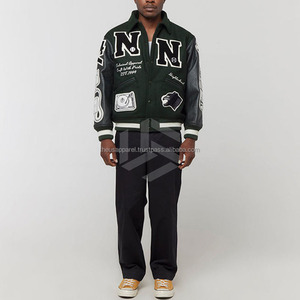 OEM Custom Wholesale Embossed Canvas Sleeves Baseball Bomber Letterman Varsity <b>Jacket</b> for <b>Men</b> <b>Waterproof</b> Breathable Windproof - Product Image 5