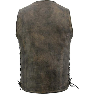 Samroz Sports <b>Men's</b> <b>Black</b> Genuine Leather Casual V-neck Breathable Anti-Wrinkle Quick Dry <b>Vest</b> Zipper Closure Winter Outerwear - Product Image 2
