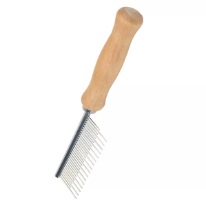 Peine Premium para Quitar Pelo de Mascotas y Ganado, Mango de Madera, Herramienta de Aseo de Acero Inoxidable, Reutilizable y Resistente - Product Image 2