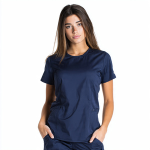 Haut de blouse médicale pour femmes, col en V ou col rond, pour personnel hospitalier / infirmier, personnalisable - Product Image 2
