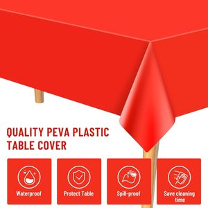 137 X 274cm <b>Disposable</b> Plastic <b>Tablecloth</b> Rectangle Metallic Party Faux Foil Cover for Birthday Wedding and Christmas - Product Image 2