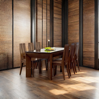 Ensemble de table et de chaises de salle à manger de café de haute qualité 6 places, design en bois massif avec pieds en métal pour la maison, l'hôtel, l'appartement ou la villa