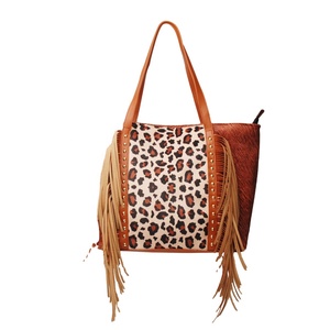 Hair on Cowhide Shoulder Bag With Front Fringe and Stud Work Western Style Cowgirl Bag Women <b>Tote</b> Bag Supplier - Product Image 6