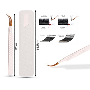 Ensemble de pinces à extensions de cils professionnelles avec étui en cuir de luxe pour les artistes des cils, fabricant de marques privées OEM - Product Image 3