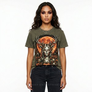 เสื้อยืดลายกราฟิกแบบวินเทจ ผ้าคอตตอนย้อมสีสไตล์เรโทร พิมพ์ลายสยองขวัญอวกาศ สตรีทแวร์ทรงโอเวอร์ไซส์ สีดำ สำหรับผู้หญิง ผู้ผลิตขายส่ง - Product Image 6