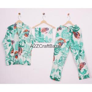 Nuevo Conjunto de Pijama de Algodón 100% con Estampado Floral Romántico Vintage, Camisa y Pantalón, Suave, Transpirable, de Secado Rápido, Cintura Elástica - Product Image 5