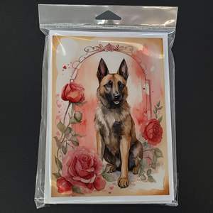 Malinois belge Valentine Roses A7 Cartes de vœux Lot de 8 cartes de note vierges fantaisistes 5x7 avec enveloppes - Product Image 3