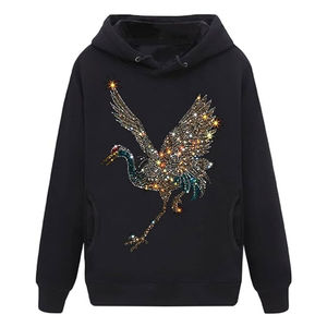 Luxury Rhinestone Hoodie Streetwear Y2K Sparkly Crane Graphic Sweatshirt Unisex Oversized Bling Crystal <b>Pullover</b> <b>Men</b> Women - Product Image 1