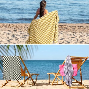 Serviette de plage en microfibre à carreaux, séchage rapide, rectangulaire, pour adultes, toutes saisons, style moderne, meilleur prix, prix bas - Product Image 3