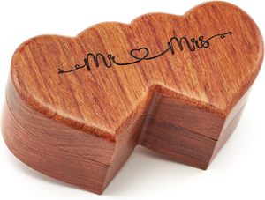 Handicraftviet Ring <b>Box</b> Mr and Mrs Handmade Heart Shape Ring <b>Box</b> for Wedding Wedding Ring Holder <b>Small</b> Engraved for Engagement - Product Image 6