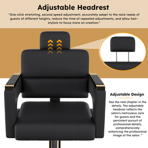 Sedia da Barbiere Idraulica Professionale Girevole a 360 Gradi con Altezza Regolabile, Braccioli in Acciaio Inossidabile e Schienale Reclinabile - Product Image 4