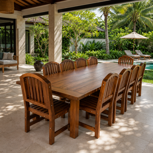 Juego de Comedor de Madera de Teca Sólida de Lujo para Exteriores, Mesa y Sillas Grandes para Jardín, Patio, Villa, Resort, Hotel - Product Image 4