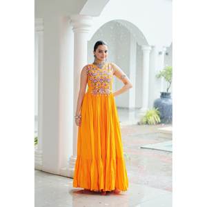 Vestido especial de Navratri con bordado de hilo y espejo, ropa india y pakistaní - Product Image 2
