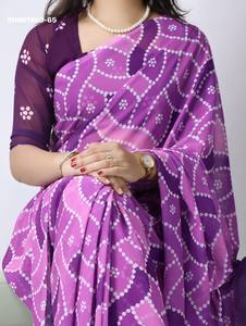 ผู้จัดจำหน่ายชุดส่าหรีคุณภาพสูง น้ำหนักเบา ลายจุด พร้อมเสื้อปักลายเข้าชุด สีเข้ม จากเมืองสุรัต - Product Image 6