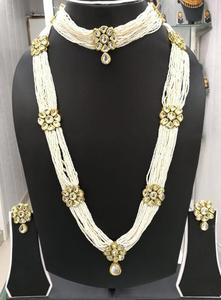 Indian Stylish Layered Pearl Rani Haar Long Kundan Necklace Zircon Alloy Jewellery Set Wedding Engagement Party Gift Hiphop Gold - Product Image 5