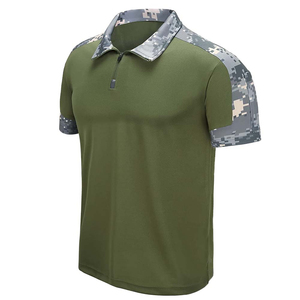 เสื้อโปโลแขนสั้นผู้ชาย ผ้าถัก ลายพราง แห้งเร็ว สีเขียว ลำลอง ติดกระดุม - Product Image 1