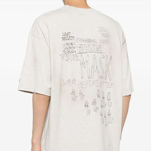 Camiseta de punto vintage extragrande 100% algodón para hombre, estilo urbano, peso pesado, con efecto desgastado, OEM - Product Image 2