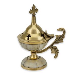 Brûleur d'encens 100% laiton finition nacre design moderne produit orthodoxe pour église de Jérusalem événement religieux cadeau & décoration - Product Image 1