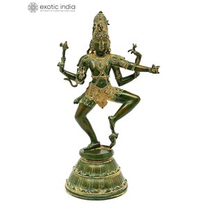 22 pouces Seigneur à quatre bras Shiva Danse Sculpture en laiton Statue élégante - Product Image 1