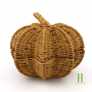 Meilleur Panier Citrouille d'Halloween Fait Main en Gros, Décoration Citrouille en Osier Naturel pour Fête de Récolte d'Automne et Décoration Intérieure - Product Image 4