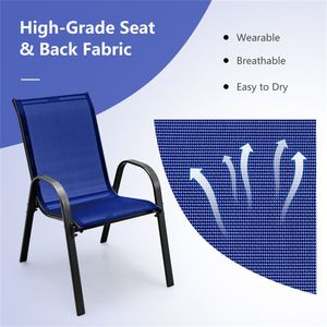 Set di 2 Sedie da Pranzo Impilabili per Esterno Navy con Telaio in Acciaio Ergonomico, Capacità 150 kg, Tessuto Traspirante - Product Image 6