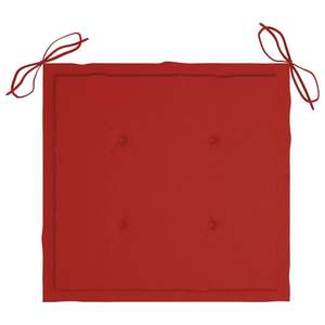 Fauteuil à bascule en teck massif avec coussin rouge, produit confortable et élégant dans la catégorie des chaises - Product Image 5