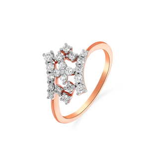 Sparkling Rose Gold Diamond Ring Open Bypass Design with Pave Diamonds Elegant Statement Jewelry Gift <b>Box</b> Included - Product Image 1