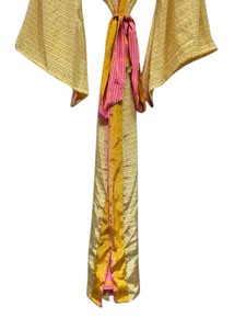 Robe kimono en patchwork de sari de soie faite à la main, couvre-maillot de bain, vêtement de nuit, longue robe, kimono en sari de soie recyclée vintage indien fait à la main - Product Image 4