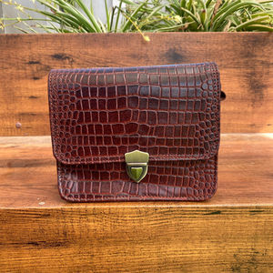 กระเป๋าสะพายหนังแท้ลายจระเข้สำหรับสตรีกระเป๋าพาดลำตัวหนังแท้ดีไซน์หรูสำหรับทุกวัน - Product Image 2