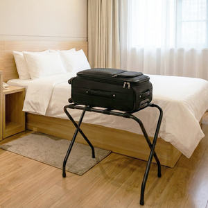 Porte-bagages pliable en métal fabriqué à Taïwan avec quatre sangles pour usage commercial hôtelier - Product Image 3