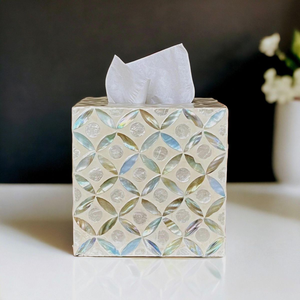 Boîte à mouchoirs avec incrustation de nacre - Porte-boîte à mouchoirs - Housse de boîte à mouchoirs carrée - Décoration - Product Image 6