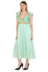 Nuevo Premium Fashion Miami Casual Wear Dress Beach Rayon Fabric Gold Stripe Work Wedding Vacation Night Club Wear Ropa de mujer - Product Image 5