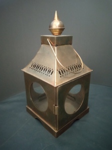 ARTISAN DESIGN Square <b>Brass</b> <b>Lantern</b> with Glass Panels Durable Home Decoration Candle Holder - Product Image 3