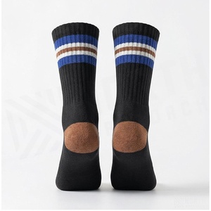Crew <b>Socks</b> Striped Blue White Brown Cotton Spandex <b>Breathable</b> Adult Casual Autumn Regular Fit Knitted <b>Socks</b> - Product Image 2