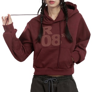 Sweat-shirt à capuche imprimé court pour femmes, style streetwear Y2K, mode d'hiver, logo personnalisé, vente en gros, prix bas, sweat-shirt décontracté court - Product Image 6