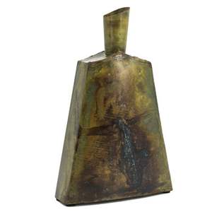 Jarrón de Metal Martillado de Estilo Industrial Vintage, Acabado en Latón Antiguo, Maceta Trapezoidal, Centro de Mesa Rústico para Sala de Estar - Product Image 1