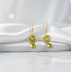 Boucles d'oreilles pendantes en argent sterling 925 plaqué or 18 carats avec pierres précieuses hydrogénées vertes de 5 pouces et 8 mm, 13 grammes, cadeau pour elle - Product Image 4