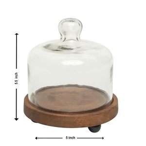 Acacia Wood <b>Cake</b> <b>Stand</b> with Glass Dome Compact Wooden <b>Cake</b> Dessert Display <b>Stand</b> Glass Cloche for Cupcakes Pastries Small <b>Cakes</b> - Product Image 3