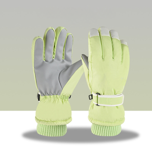 Ski <b>Gloves</b> Full Finger Black Polyester Thermal Insulated Drawstring Closure Unisex Winter Outdoor Activity - Product Image 4