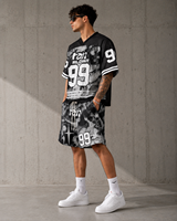 Ensemble short et maillot en mesh surdimensionné personnalisé, haute qualité, respirant, streetwear, ensemble de survêtement d'été unisexe, athlétique premium, deux pièces