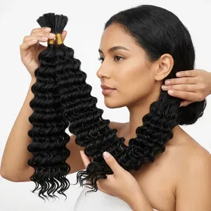 ผมแท้ Remy แบบเป็นมัด สีดำธรรมชาติ ลอนลึก ผมเวอร์จิ้น 100% ผมยาวหยิก สามารถปรับแต่งขนาดและสีได้ - Product Image 4