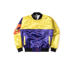 แจ็กเก็ตผ้าซาตินสำหรับผู้ชายเสื้อแจ็กเก็ตมีกระดุมระบายอากาศพิมพ์ลายตัวอักษรระบายอากาศได้ดีมีคุณสมบัติกันลม - Product Image 3