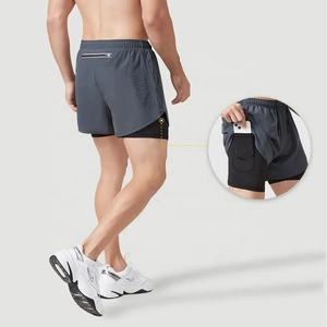 ECONEX SPORTS 2025Hot Sale Short de course pour homme Séchage rapide Short de fitness noir à double couche Short d'entraînement pour homme Nouveau short de sport - Product Image 3