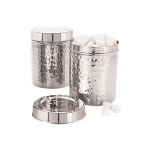 Premium Hammered Stainless Steel Kitchen Airtight Metal Food <b>Storage</b> With Mirror Polish Finish For Tea Coffee Sugar And <b>Spices</b> - Product Image 2