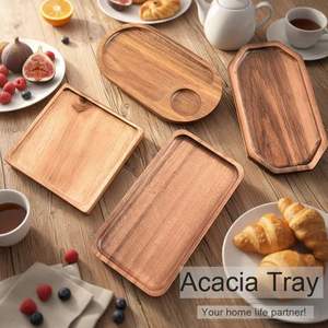 Plateau de petit-déjeuner élégant en bois d'acacia brun avec des bords lisses et des poignées robustes - Product Image 5