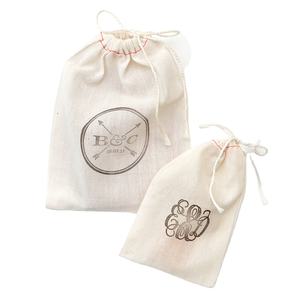 Pequeño bolso de lazo de muselina de algodón bolso de bolsa de algodón con cordón - Product Image 1