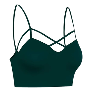 Women Seamless <b>Strappy</b> Cross Back Sports Bra Yoga Gym Fitness Workout Activewear <b>Top</b> Wholesale Padded Athletic Training Bra Bra - Product Image 1