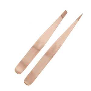 Ensemble de pinces à épiler pour sourcils en or rose avec étui en cuir, pinces à épiler pointues pour l'épilation du visage, ensemble de 2 pinces à épiler pour sourcils - Product Image 3